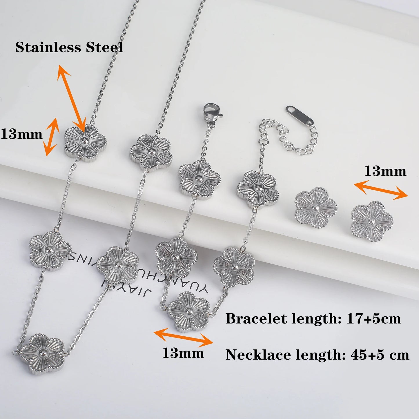Stainless Steel Five Leaf Flower Clover Bracelet for Women Girls Adjustable Laser Petal Classic Brand Jewelry Gift