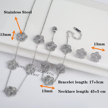 Stainless Steel Five Leaf Flower Clover Bracelet for Women Girls Adjustable Laser Petal Classic Brand Jewelry Gift