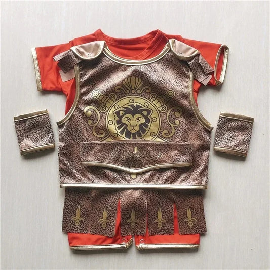 0–3Y Baby Medieval Warrior Costume – Roman Soldier & Historical Gladiator Dress-Up Set for Halloween, Carnival & Stage Shows