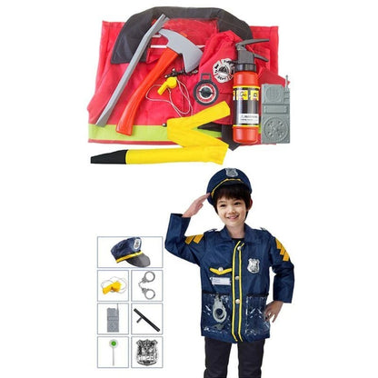 Kids Firefighter & Policeman Cosplay Costume – Career Pretend Play Uniform for Halloween Dress-Up & Role Play