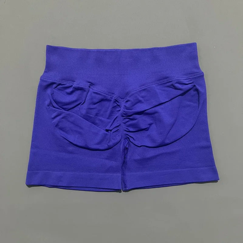 Pantalones cortos de gimnasio sin costuras con efecto Scrunch Butt para mujer – Pantalones cortos de yoga de cintura alta para correr, entrenar, fitness y ropa deportiva
