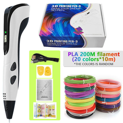Lápiz 3D para niños – Lápiz de dibujo DIY recargable con juego de filamento PLA para manualidades creativas