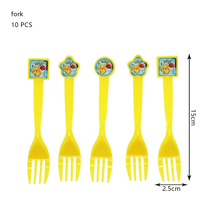 Pokémon Birthday Party Decorations – Lightning Pikachu Balloon Set with Disposable Tableware, Banner, Backdrop & Plates for Kids Events