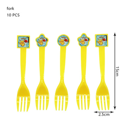Pokémon Birthday Party Decorations – Lightning Pikachu Balloon Set with Disposable Tableware, Banner, Backdrop & Plates for Kids Events