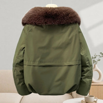 Women's 2026 Winter Parka Jacket Detachable Oversized Fur Collar Thick Cotton-Padded Coat Loose Fit Warm Short Puffer Outerwear for Students