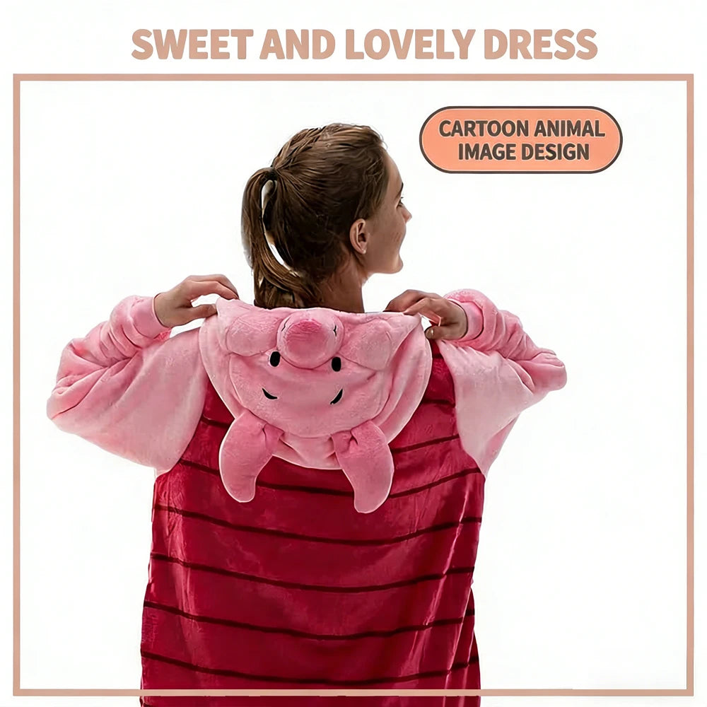 Cute Pig Animal Pajamas Onesie – Kawaii Cartoon Hoodie Jumpsuit, Soft Warm Cosplay Sleepwear for Home, Lounging & Parties