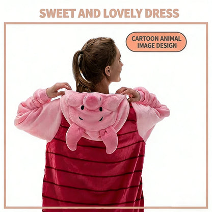 Cute Pig Animal Pajamas Onesie – Kawaii Cartoon Hoodie Jumpsuit, Soft Warm Cosplay Sleepwear for Home, Lounging & Parties