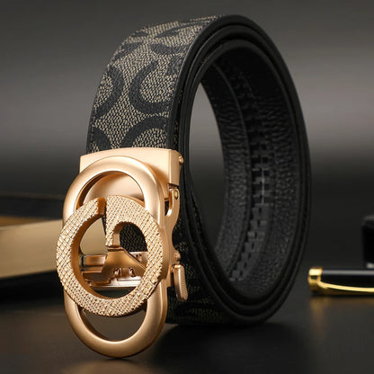 Men's Luxury-Style Canvas & Leather Belt – Automatic Buckle Designer-Style Waist Belt for Business, Jeans & Casual Everyday Wear