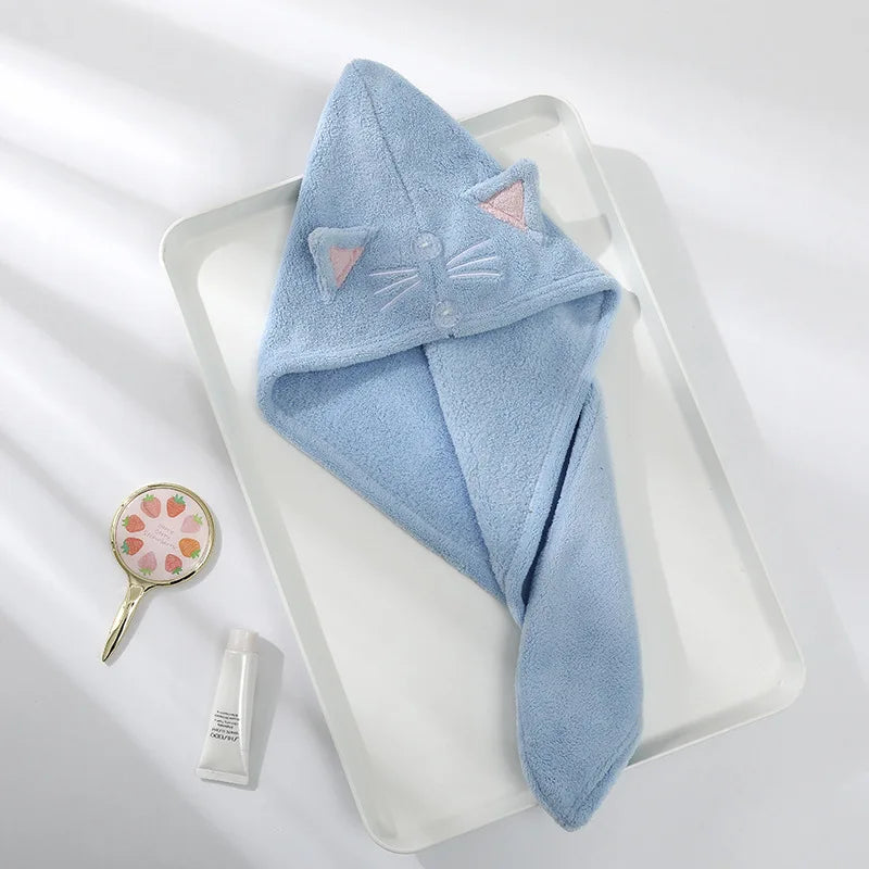 Cute Microfiber Hair Towel Wrap – Quick-Dry Strong Absorbent Head Towel for Girls & Women, Hair Drying Towel GFMJ03