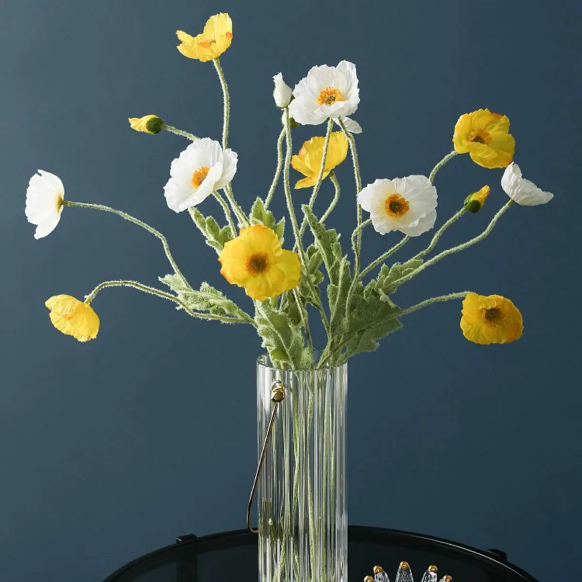4 Heads Artificial Poppy Bouquet – Realistic Faux Flowers for Home Décor, Garden, Wedding Decoration, Party Arrangements & DIY Floral Projects