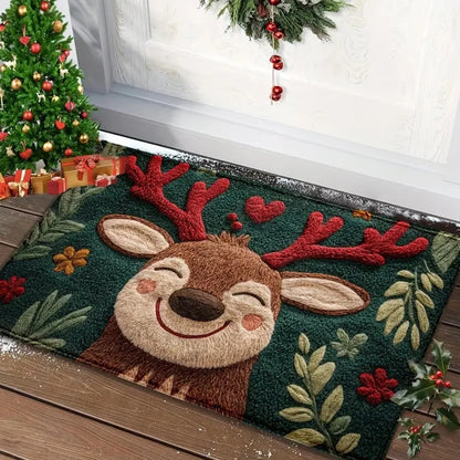 Christmas Door Mat – Santa Claus & Gingerbread Holiday Welcome Rug for Indoor & Outdoor Home Décor