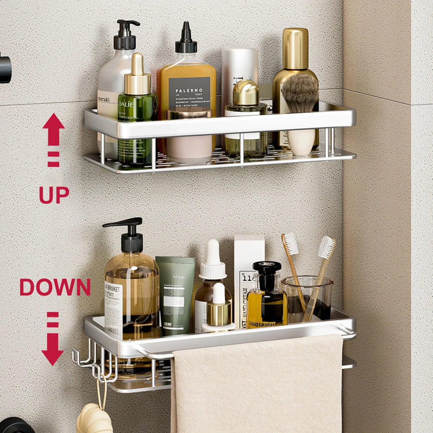 Étagère de Douche Murale sans Perçage – Support d'Angle en Aluminium pour Shampooing, Savon et Rangement de Toilette