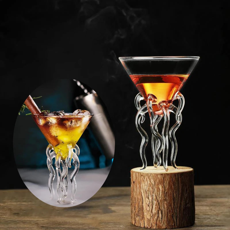 Creative Fish-Shaped Cocktail Glass – Unique Thorn, Octopus & Bird Design Goblet for Bar, KTV, Nightclub & Party Drinks
