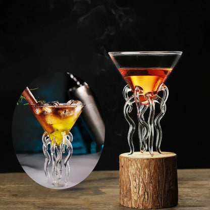 Creative Fish-Shaped Cocktail Glass – Unique Thorn, Octopus & Bird Design Goblet for Bar, KTV, Nightclub & Party Drinks