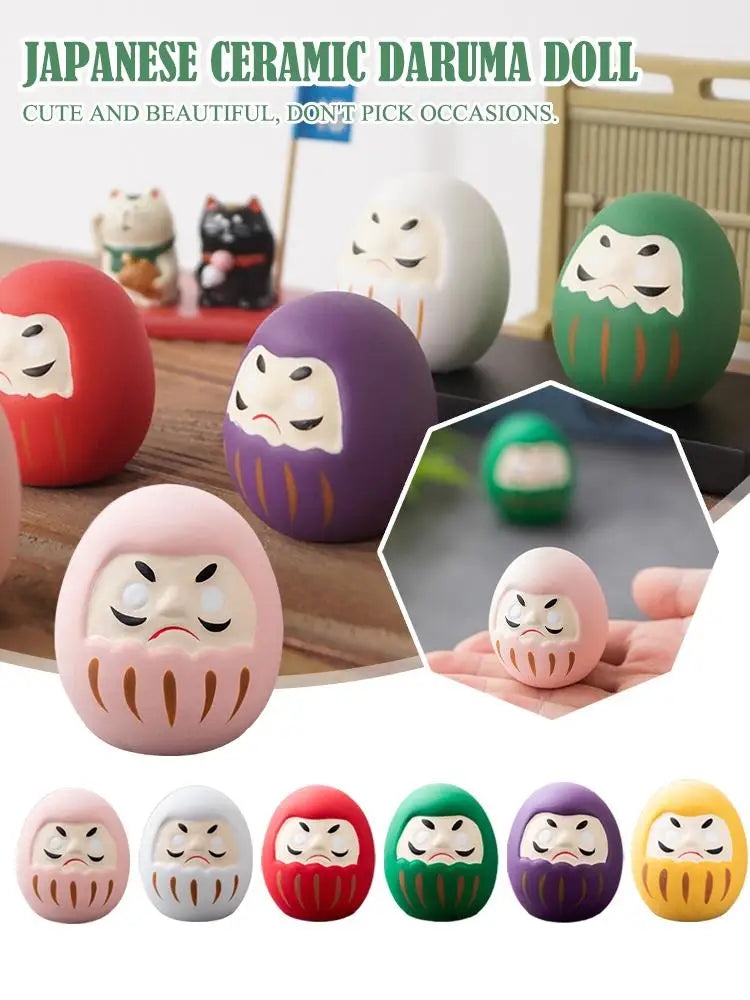 Japanese Daruma Doll Figurine – Traditional Ceramic Lucky Fortune Charm, Miniature Home Decor Ornament & Cultural Gift