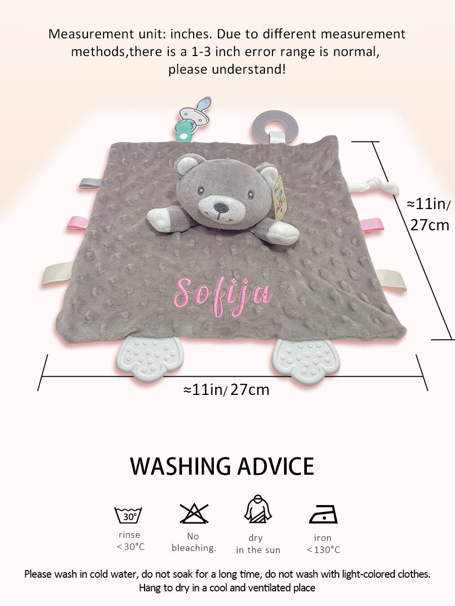 Couverture et doudou personnalisés avec prénom de bébé – Ensemble doux en minky à pois, 2-en-1, cadeau de naissance personnalisé pour garçons et filles