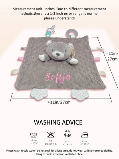 Couverture et doudou personnalisés avec prénom de bébé – Ensemble doux en minky à pois, 2-en-1, cadeau de naissance personnalisé pour garçons et filles