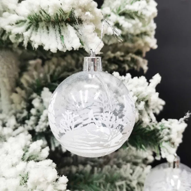 6PCS Clear White Snowball Christmas Ornaments – Hanging Ball Pendants for Xmas Tree, Home, New Year & Holiday Decorations