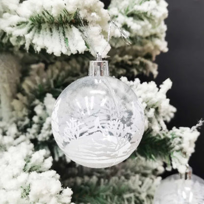 6PCS Clear White Snowball Christmas Ornaments – Hanging Ball Pendants for Xmas Tree, Home, New Year & Holiday Decorations