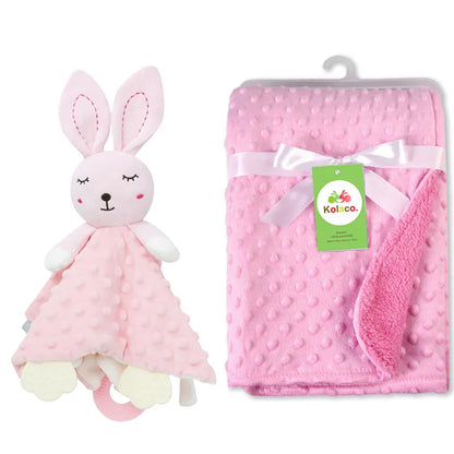 Couverture et doudou personnalisés avec prénom de bébé – Ensemble doux en minky à pois, 2-en-1, cadeau de naissance personnalisé pour garçons et filles