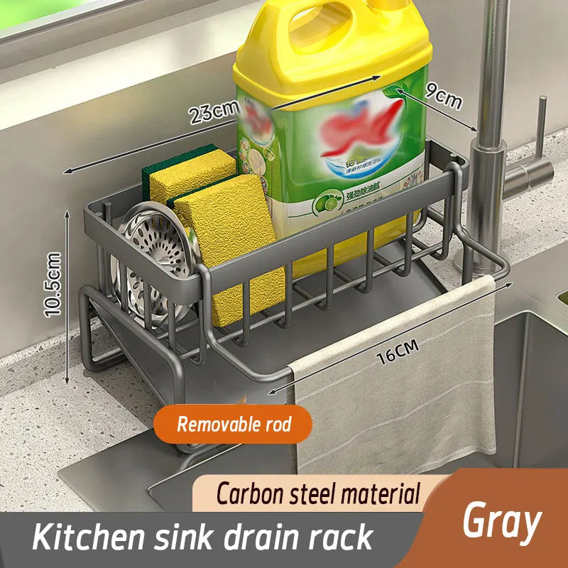 Soporte de esponja de acero inoxidable para fregadero – Escurridor de cocina y organizador de jabón para almacenamiento en el fregadero