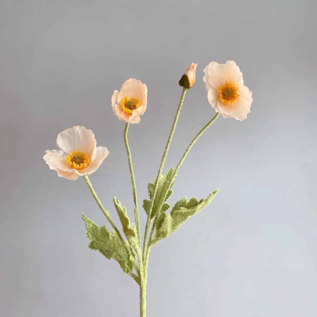 4 Heads Artificial Poppy Bouquet – Realistic Faux Flowers for Home Décor, Garden, Wedding Decoration, Party Arrangements & DIY Floral Projects