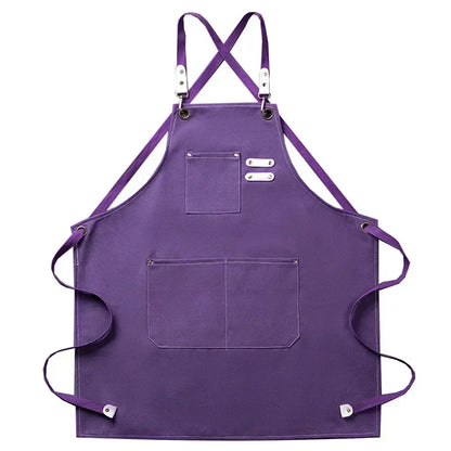 Delantal de trabajo de lona – Delantal de chef ajustable para cocina, barbacoa, restaurante y taller