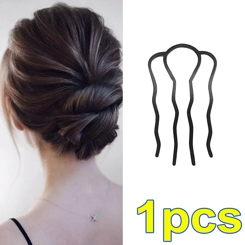 1/3PCS Black Metal Hair Fork Clips – Women's & Girls' Hair Pin Comb for Messy Buns, Updos & Side Styling, Elegant Hair Accessories