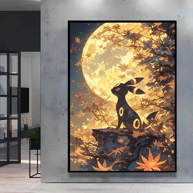 Pokémon Eevee Ink Style Canvas Wall Art – Fantasy Decorative Painting for Home & Room Decor