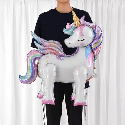 Large Standing Unicorn Foil Balloon – Kids' Unicorn Birthday Party Decoration, Cute Animal Balloon for Girls, Baby Shower & Party Favors