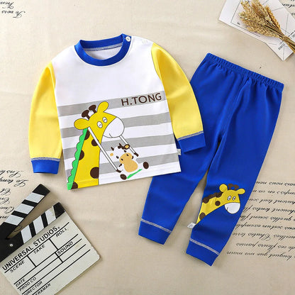 Conjunto de pijama de algodón para niños – Ropa de dormir de dibujos animados de otoño invierno para niños y niñas, conjunto de ropa de descanso suave para niños, ropa de noche acogedora y conjunto para el hogar para un sueño cómodo