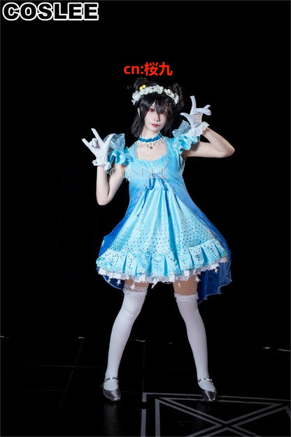 COSLEE LoveLive Aqours “The Dreaming Gate” Cosplay Costume – All Members Blue Singing Dress (Nozomi, Nico, Hanayo, Maki)