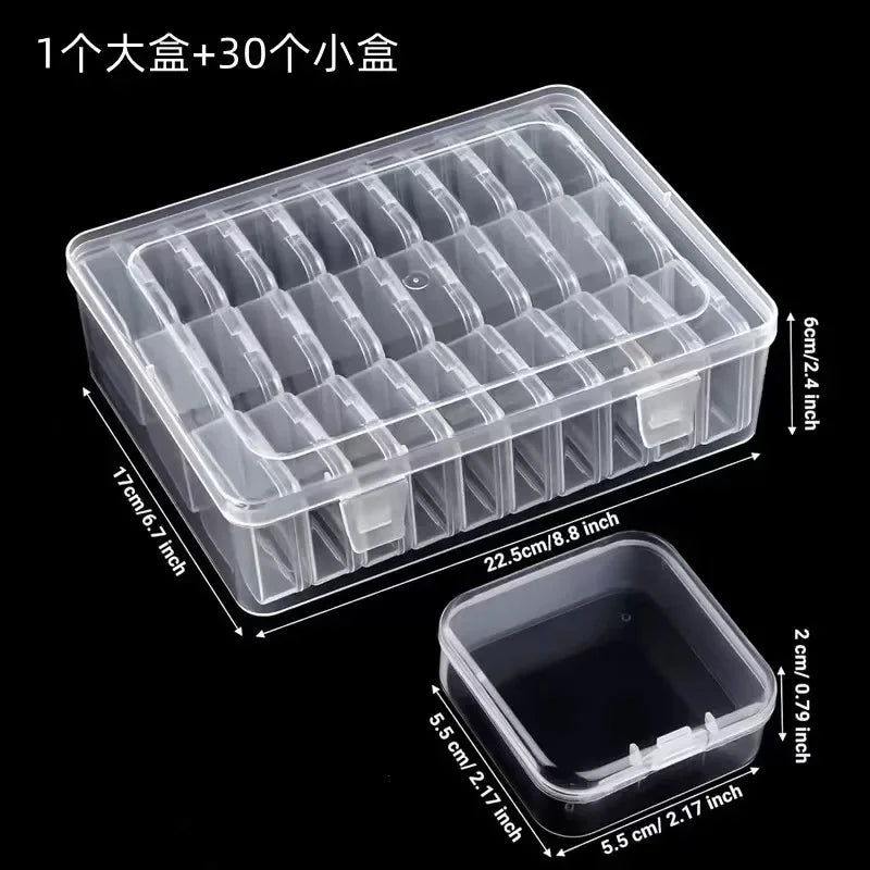 Transparent Plastic Storage Organizer Box – 14 or 30 Compartment Case for Jewellery, Beads & Small Parts