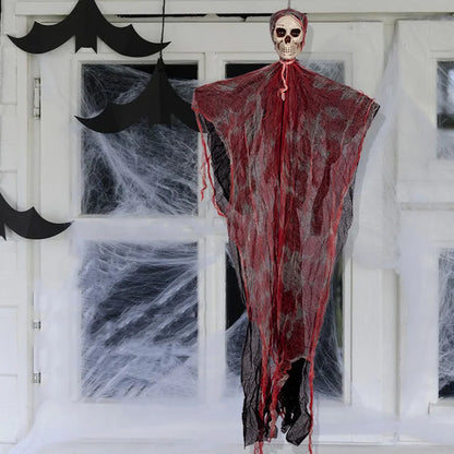1PC 90CM Halloween Hanging Skeleton Ghost Decoration – Scary Indoor & Outdoor Prop for Parties, Bars, Haunted Houses & Graveyard Decor