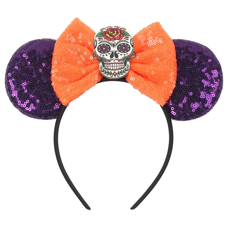 Diadema de orejas de Mickey Mouse de Lilo & Stitch – Lazo de lentejuelas de 5" Accesorio para el cabello de dibujos animados para mujeres y niñas | Diadema para fiestas y festivales