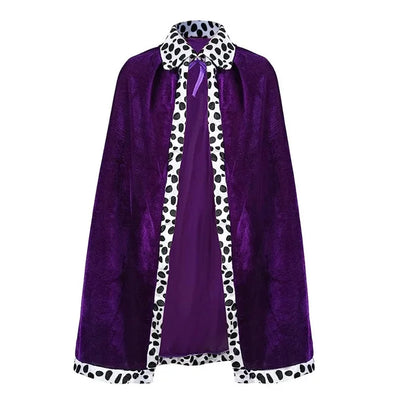 King Prince Costume Cloak with Crown – Red, Blue & Purple Velvet Cape Robe for Adults & Kids, Cosplay, Birthday Party & Dress-Up Accessory