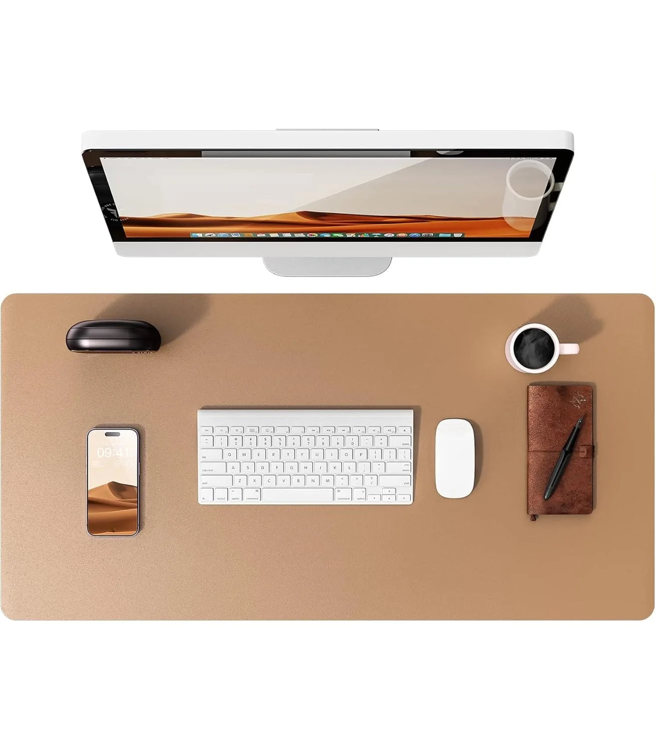 Alfombrilla de escritorio grande de cuero PU - Mouse Pad antideslizante y protector de escritorio para laptop, teclado, oficina y juegos