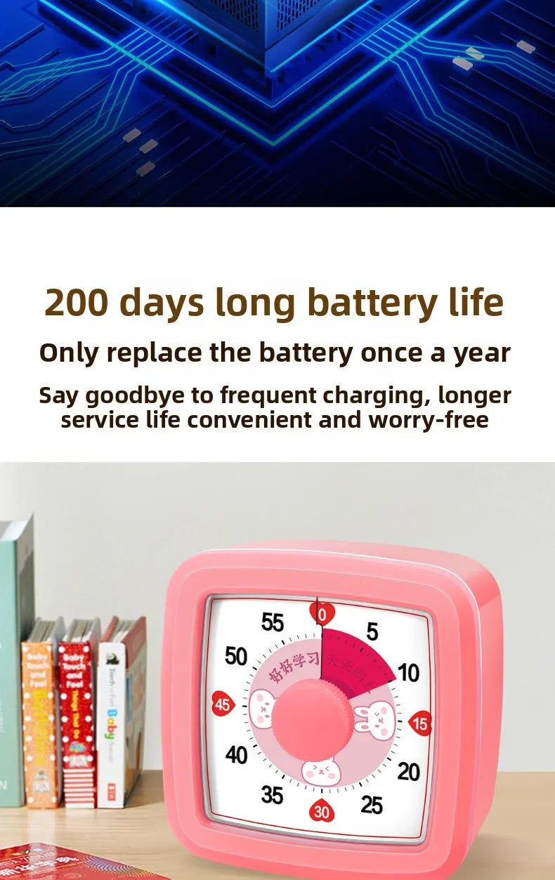 Temporizador visual de 60 minutos con luz nocturna – Reloj de cuenta regresiva para niños, estudiantes y productividad