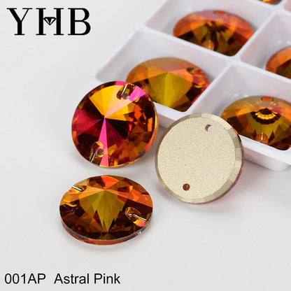 Strass à coudre YHB Crystal Rivoli – Pierres à coudre plates en verre pour vêtements, sacs et artisanat de bricolage
