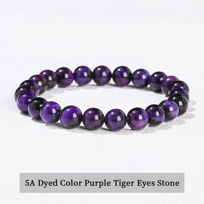 Pulsera de Cuentas de Piedra Natural – Pulsera de Gemas de Amatista, Ojo de Tigre, Cuarzo Cristal y Ágata para Mujeres y Hombres, Regalo de Joyería de Energía Reiki