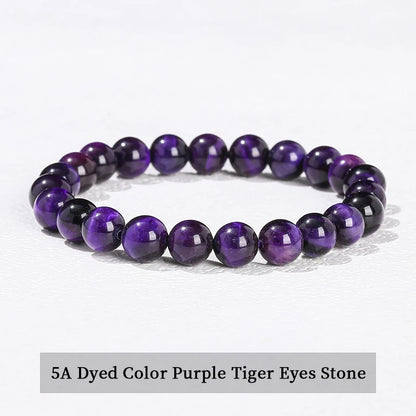 Pulsera de Cuentas de Piedra Natural – Pulsera de Gemas de Amatista, Ojo de Tigre, Cuarzo Cristal y Ágata para Mujeres y Hombres, Regalo de Joyería de Energía Reiki
