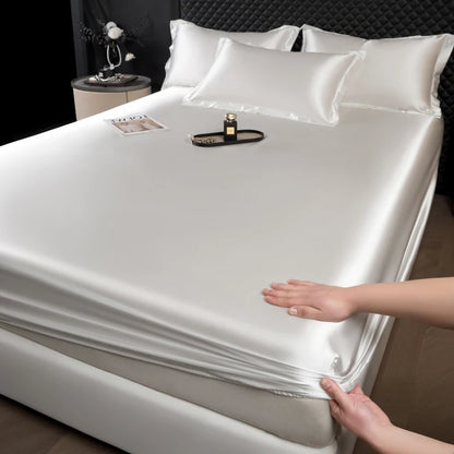Rayon Satin Fitted Sheet – Soft Mattress Cover with Elastic Band for Single, Double, Queen & King Beds