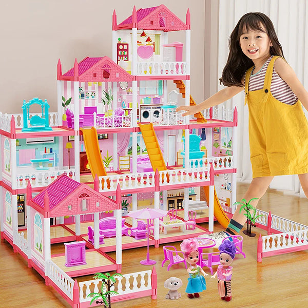 3D DIY Mini Princess Castle Villa Assembly Toy House with LED Lights – Creative Doll House Accessories Set, Girl Birthday Gift
