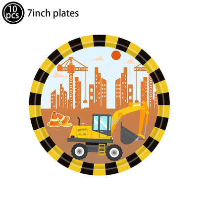 Construction Truck Birthday Party Tablecloth – Excavator & Engineering-Themed Table Runner for Boys' Construction Party Decorations