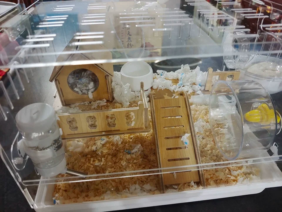 Acrylic Hamster Cage – Transparent Rodent Habitat with Accessories, Luxury Villa Enclosure for Syrian, Dwarf Hamsters, Gerbils & Mice