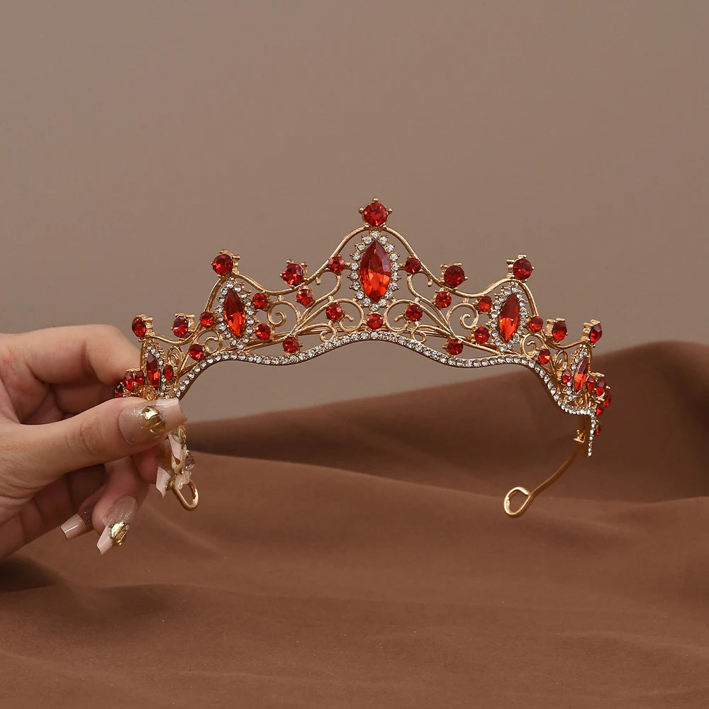 Vintage Baroque Crystal Queen Crown Tiara for Women – Rhinestone Bridal Wedding & Prom Hair Accessory