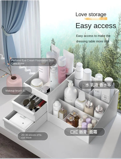 Plastic Desktop Storage Organizer – Multi-Drawer Makeup, Skincare & Office Supply Organizer