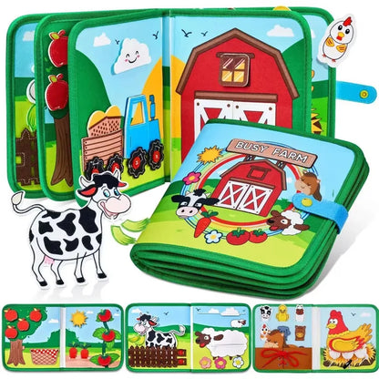 Libro de actividades Montessori de animales de granja – Libro de actividades de fieltro para el desarrollo de la motricidad fina y el aprendizaje temprano en niños pequeños