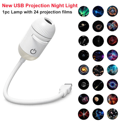 Lámpara proyector USB LED de cielo estrellado y galaxia – Luz nocturna de Saturno para coche, habitación y decoración de techo