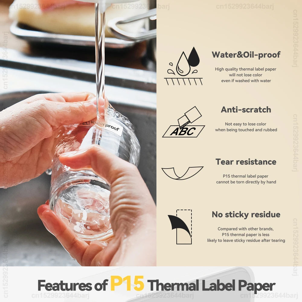 3/5/10PK P15 Thermal Label Paper Stickers – 12x40mm & 15x30mm Self-Adhesive Labels Compatible with Phomemo D30, Q30, Marklife P15/P12 & DELI Q2 Printers